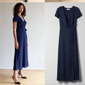 Babaton slit wrap dress pure indigo XS